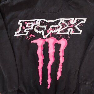 Vintage Y2K Fox Racing x Monster Logo Hoodie Sweatshirt